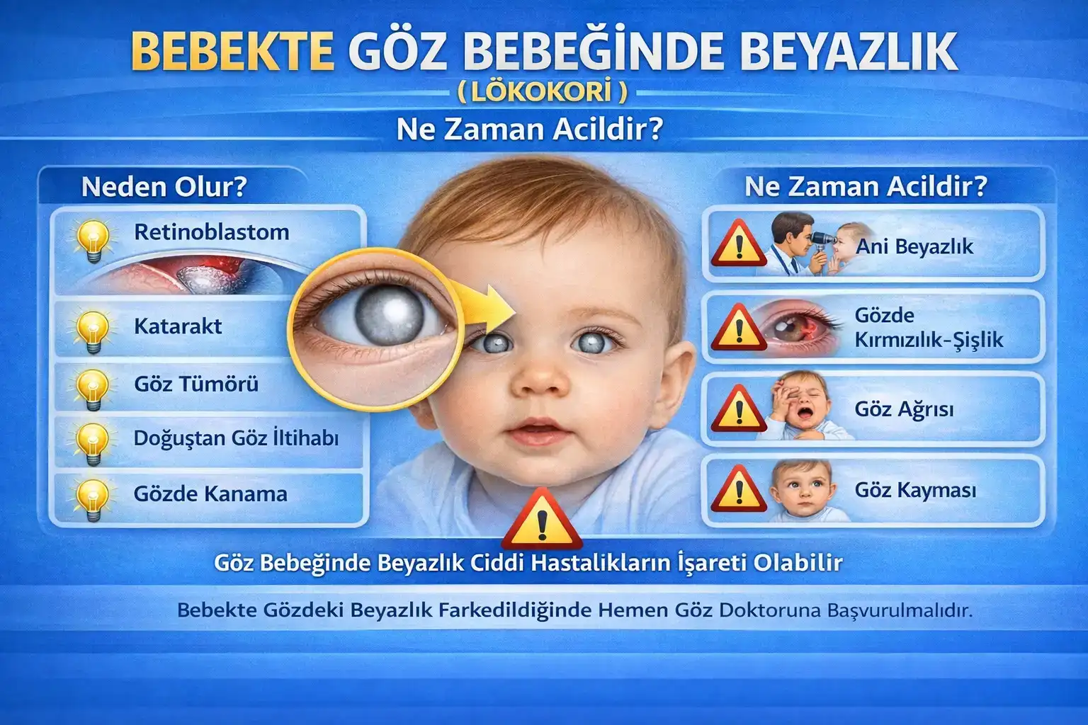 Bebekte Göz Bebeğinde Beyazlık (Lökokori) Neden Olur? Ne Zaman Acil?