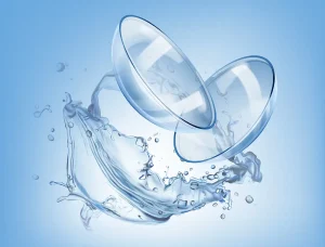 Şeffaf kontakt lenslerin yakından görünümü